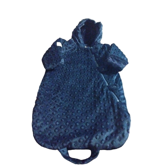 Widgeon Other - Newborn Bunting Unisex Hooded Navy Minky Dot Car Seat Loop Snap Zip Mitt Cuffs